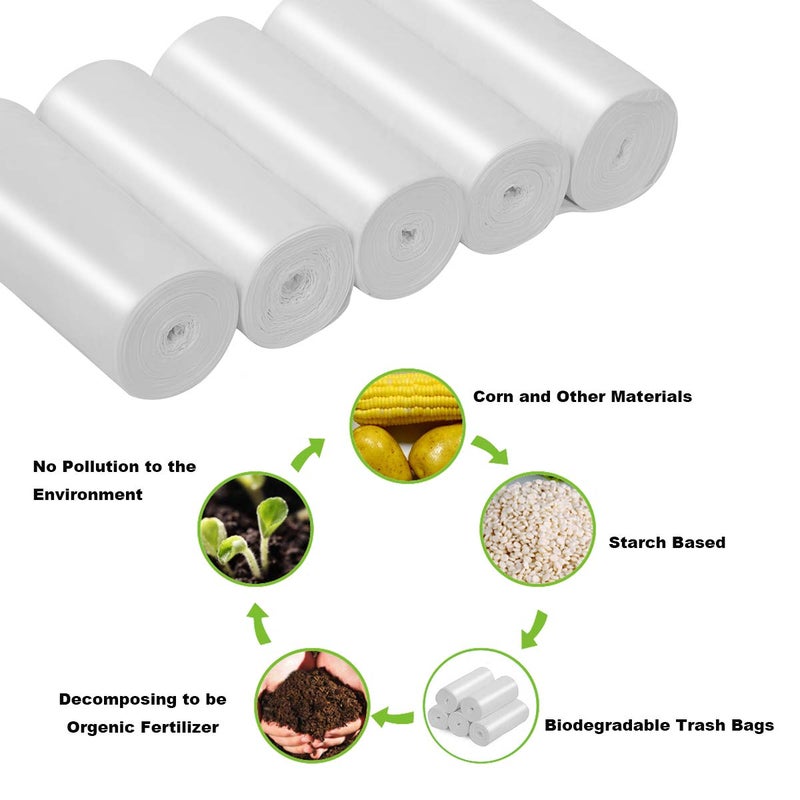 Inwaysin 13-15 Gallon Biodegradable / Compostable Garbage Bags Recycling Unscented Tall Kitchen Trash Bags for Kitchen, Yard, Lawn,Office(75 Counts, White) - Image 2